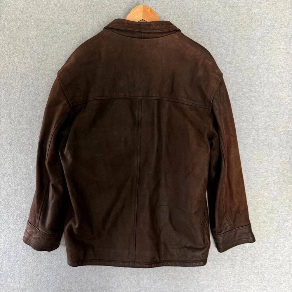 VINTAGE AKASO US Navy Heavyweight Leather Jacket Men's XL‎ Brown Collared